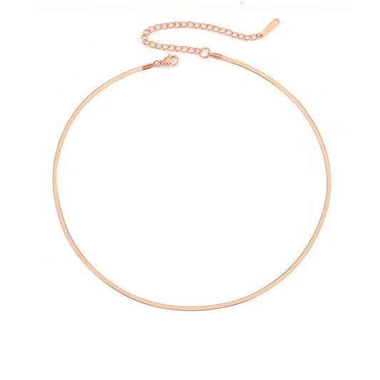 Rose Gold Flat Snake Chain Necklace - 2mm