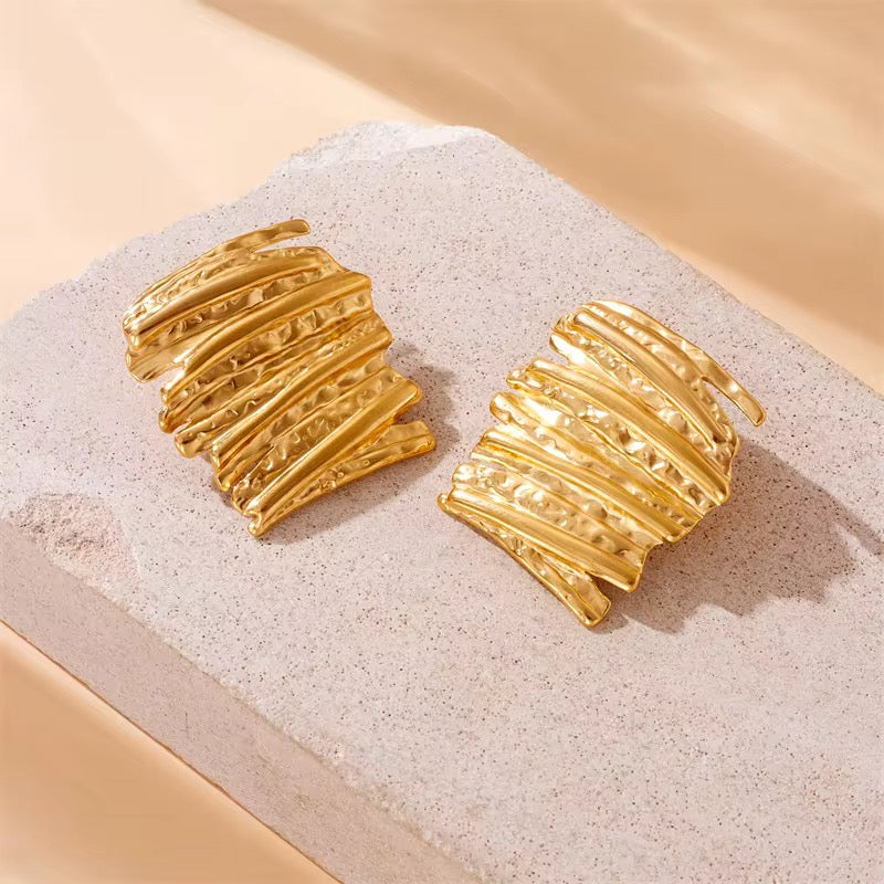 Trina Textured Earrings - Gold