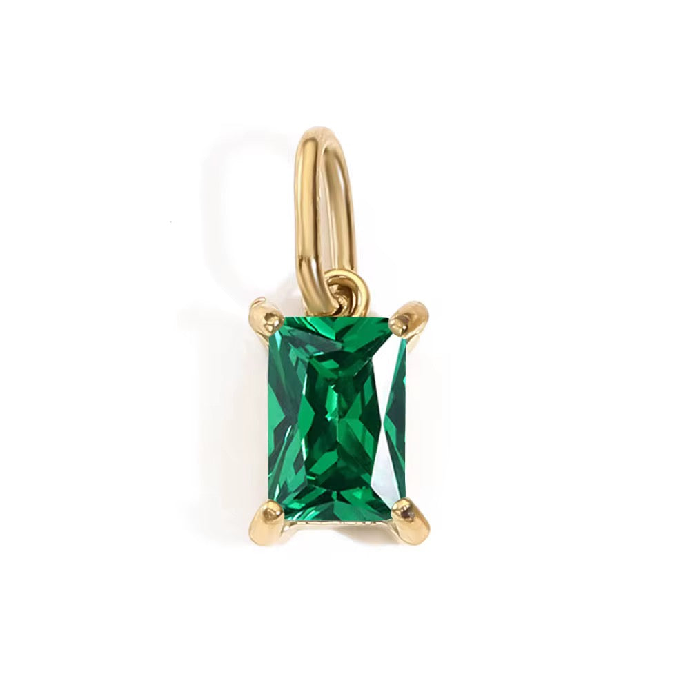 Pendant - Rectangle Birth Stones (Gold)