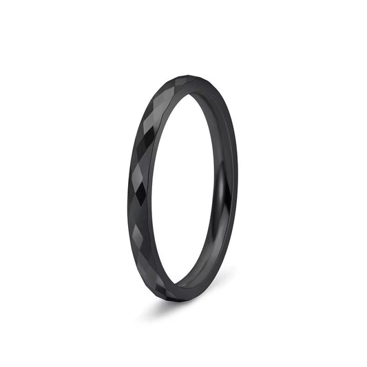 Diamond-Cut Tungsten Carbide Ring – 2MM (Black)