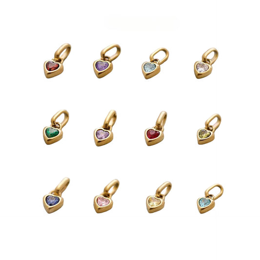Pendant - Birth Stones (Heart) - Gold