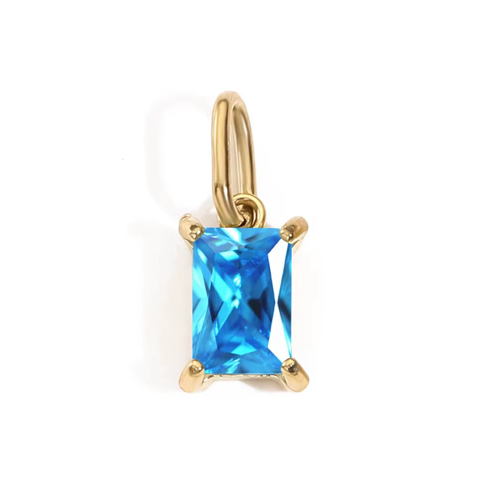 Pendant - Rectangle Birth Stones (Gold)