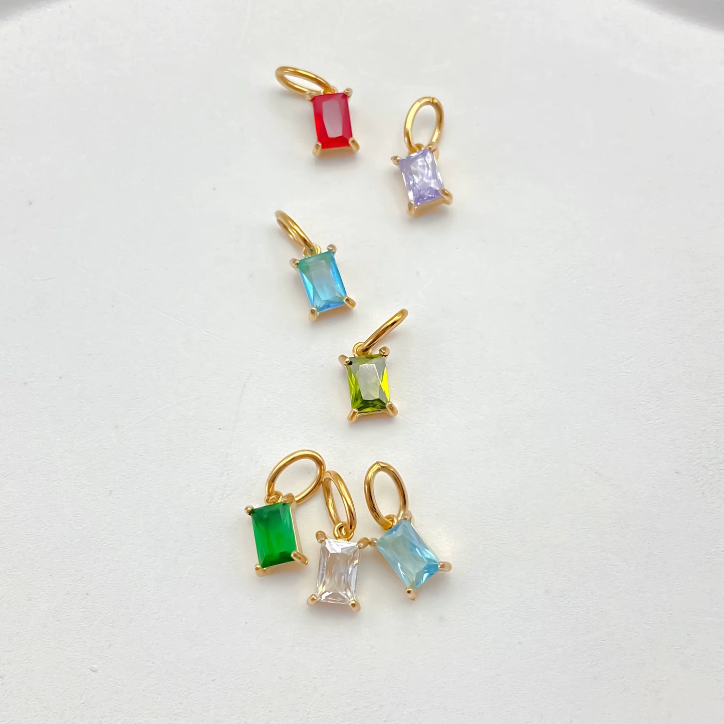 Pendant - Rectangle Birth Stones (Gold)