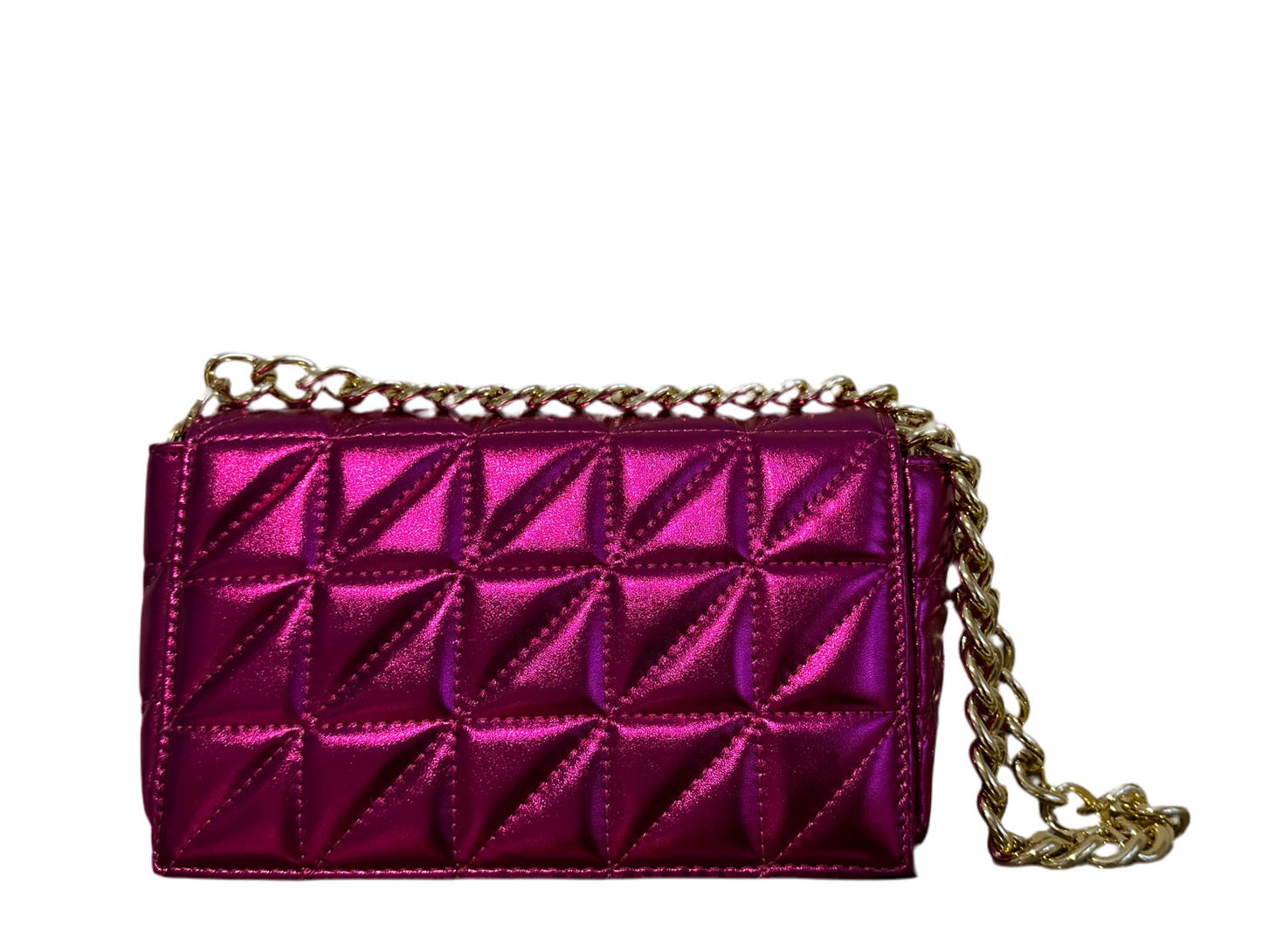 Metallic Cross Body/Clutch Bag - Pink