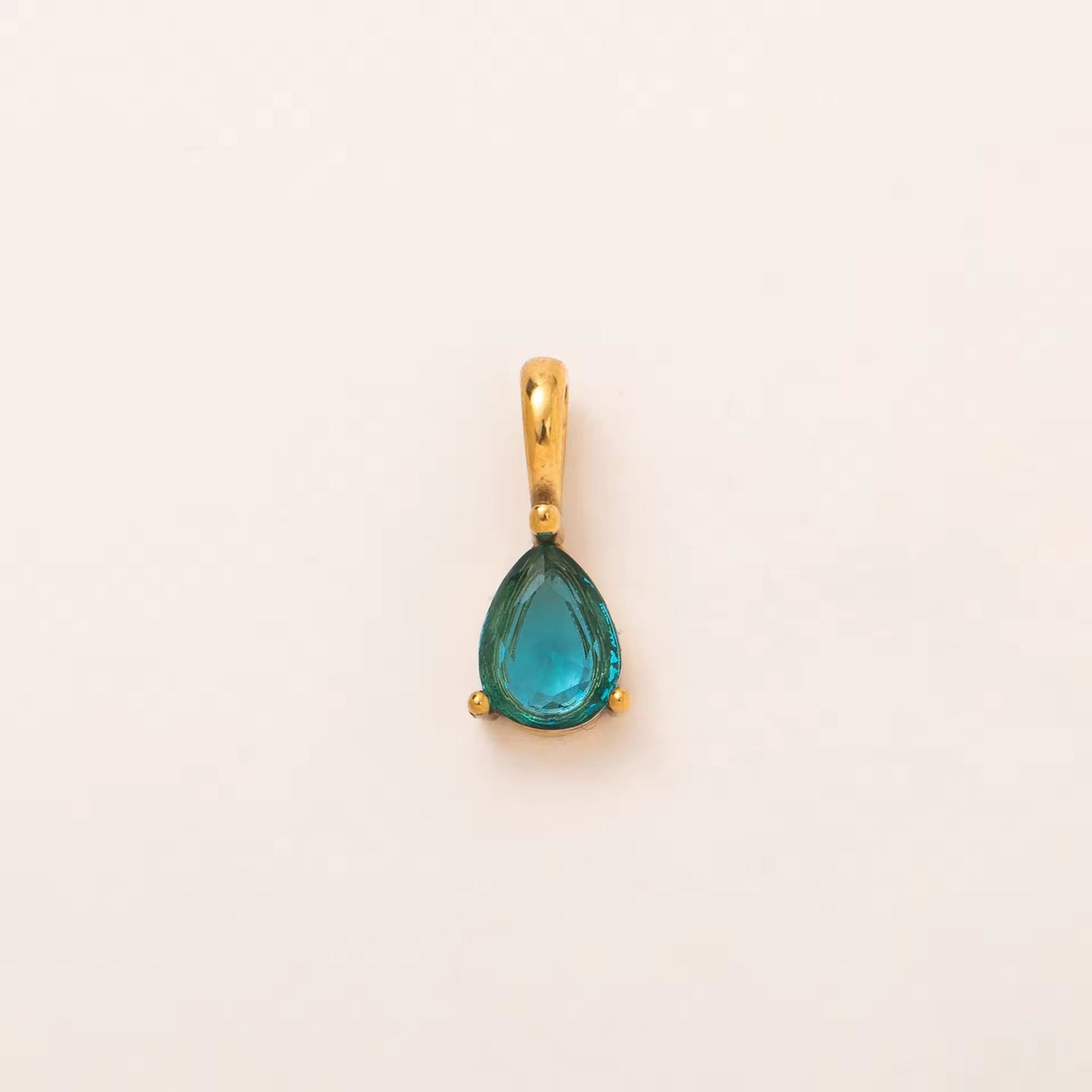 Terry Teardrop Birthstone Pendant – 18K PVD Gold Plated Stainless Steel