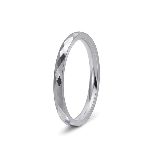 Diamond-Cut Tungsten Carbide Ring – 2MM (Silver)
