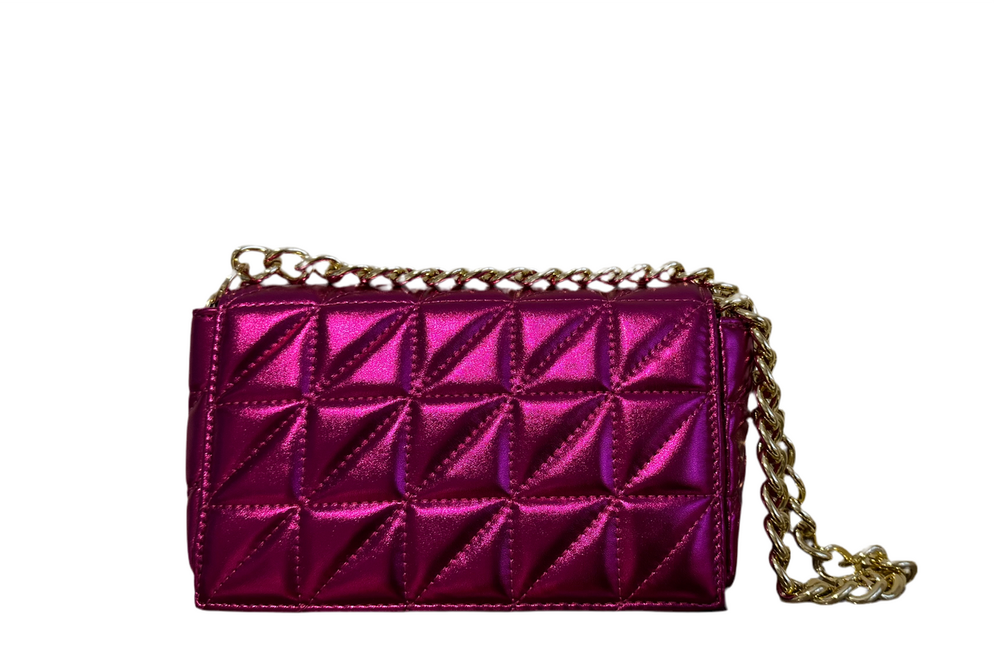 Metallic Cross Body/Clutch Bag - Pink