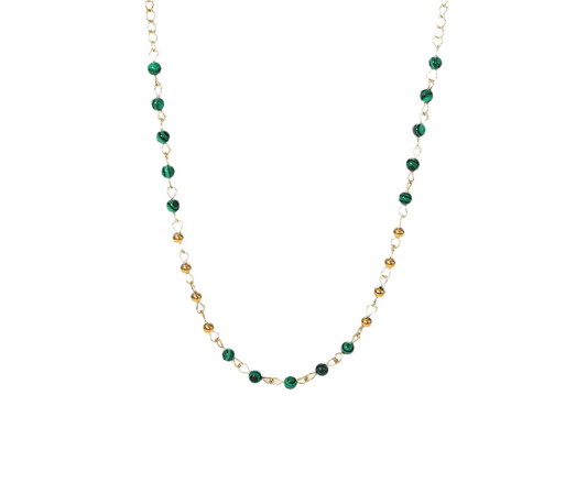 Beaded Necklace - Green & Gold