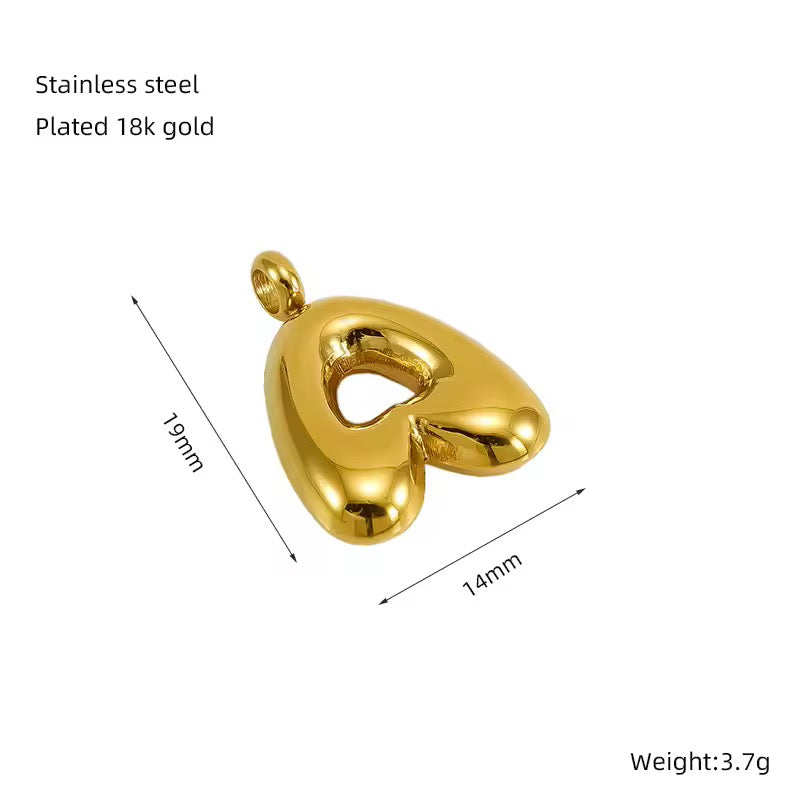 Bubble Initial Charm – 18K Gold Plated Stainless Steel Letter Pendant