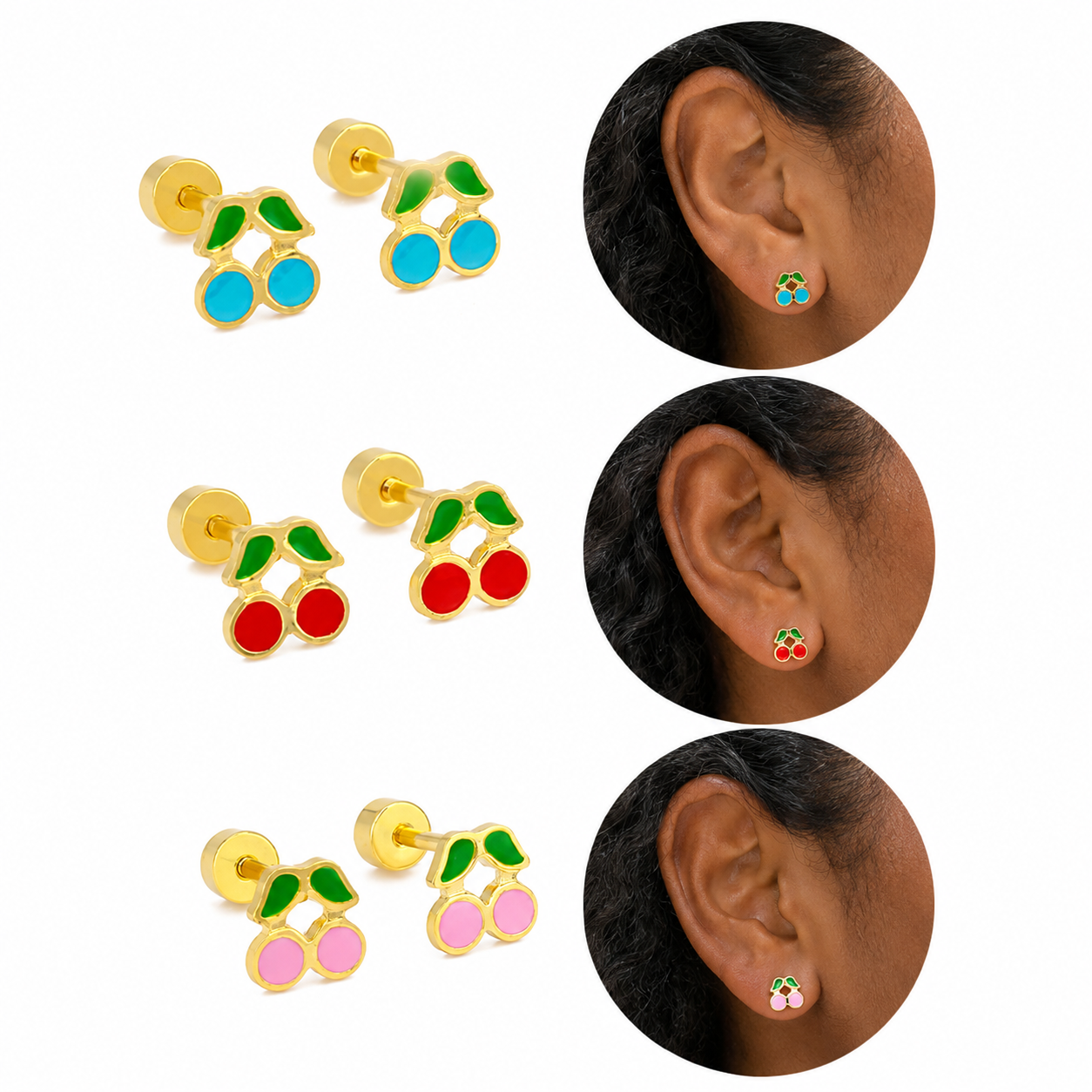 Cherry Pop Flat Back Earrings