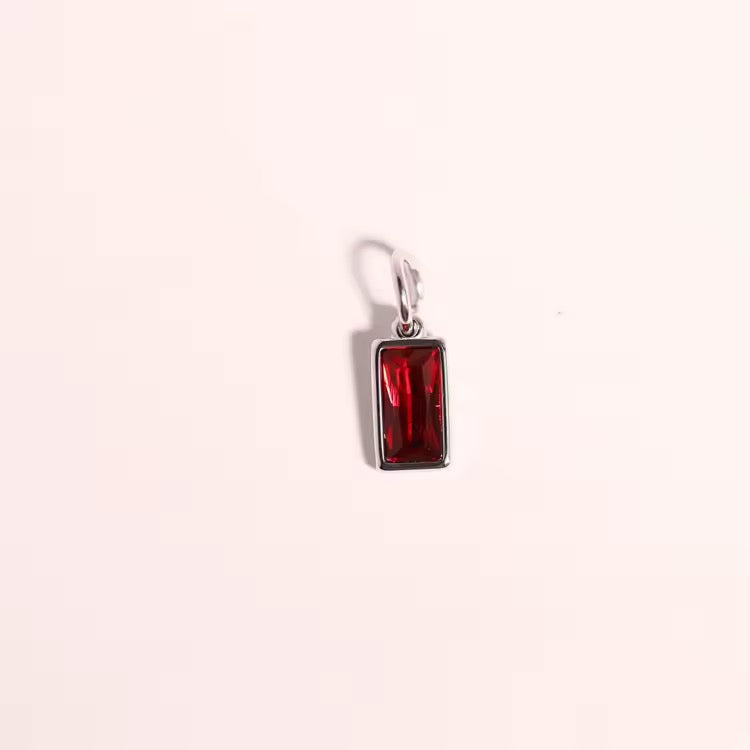 Vera Rectangular Birthstone Pendant (Silver)