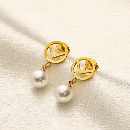 F Pearl Earrings