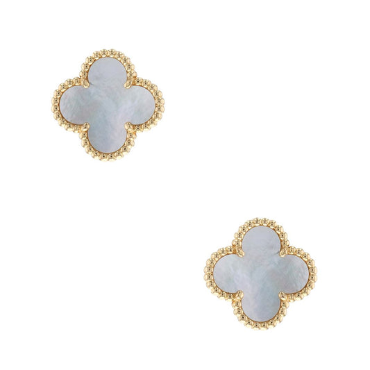 Clover Earrings - Grey Mother of Pearl