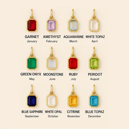 Pendant - Rectangular Birth Stones (Gold)