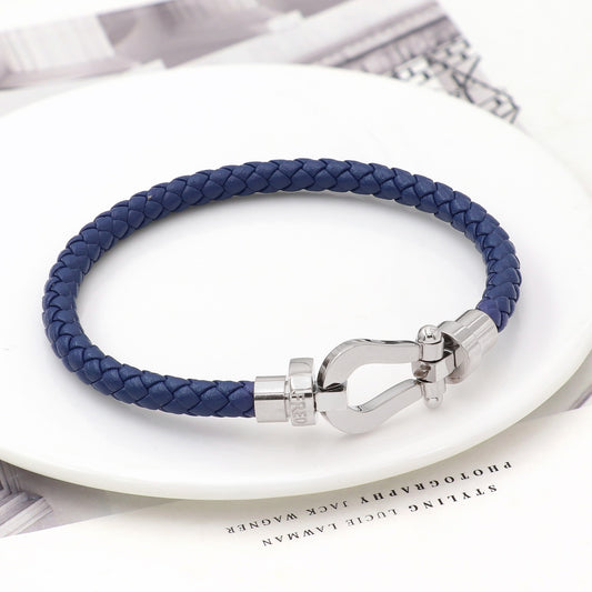 Rope Bracelet - Blue and Stainless Steel