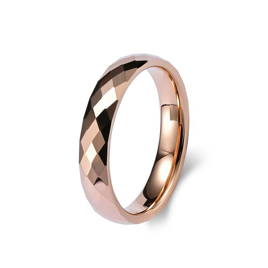 Diamond-Cut Tungsten Carbide Ring – 4MM (Rose Gold)