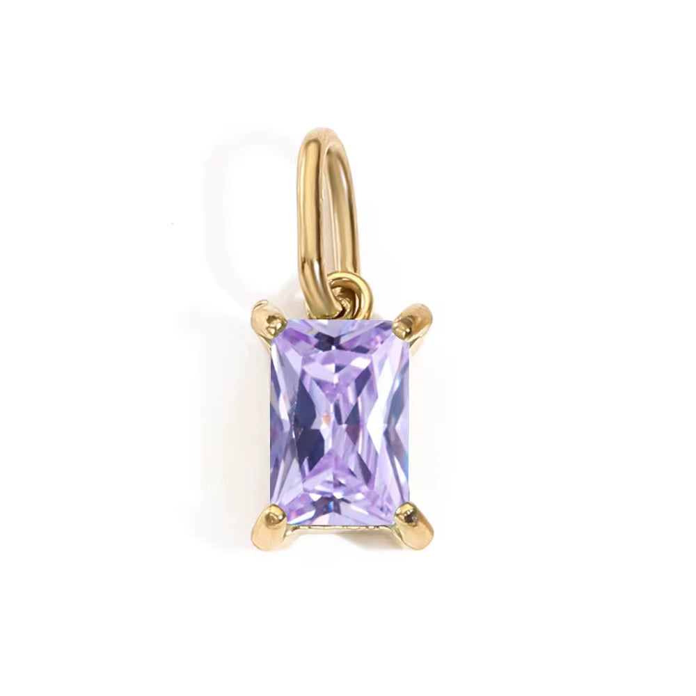 Pendant - Rectangle Birth Stones (Gold)