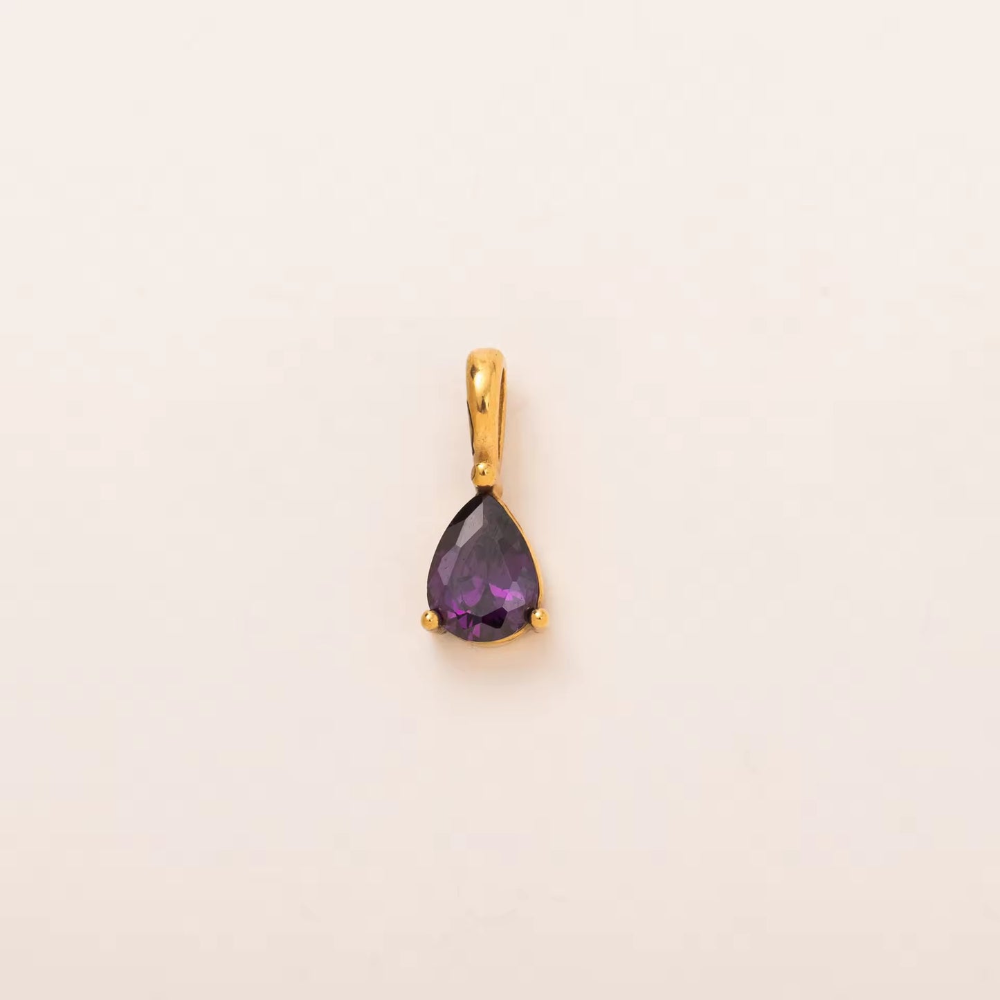 Terry Teardrop Birthstone Pendant – 18K PVD Gold Plated Stainless Steel