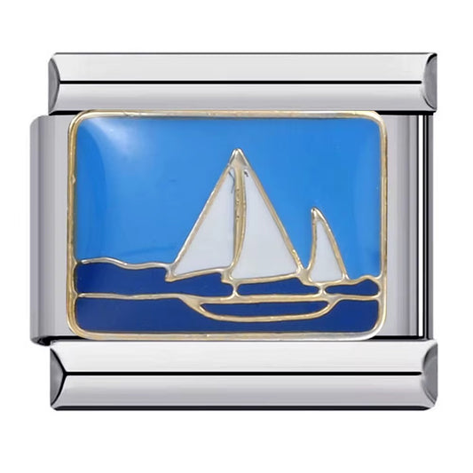 Sail Boat Stainless Steel Italian Charm