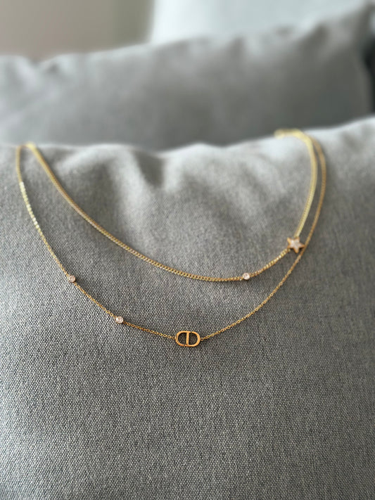 CD Monogram layered necklace