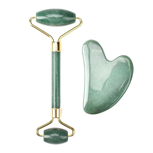 Gua Sha and Roller Set - Green Aventurine Roller