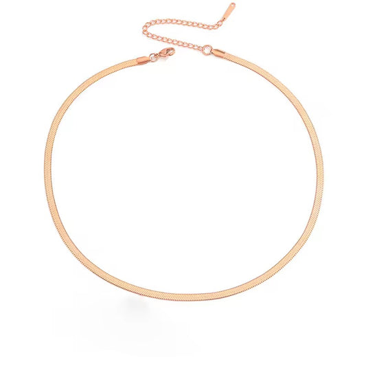 Rose Gold Plated Flat Snake Chain Necklace - 4mm