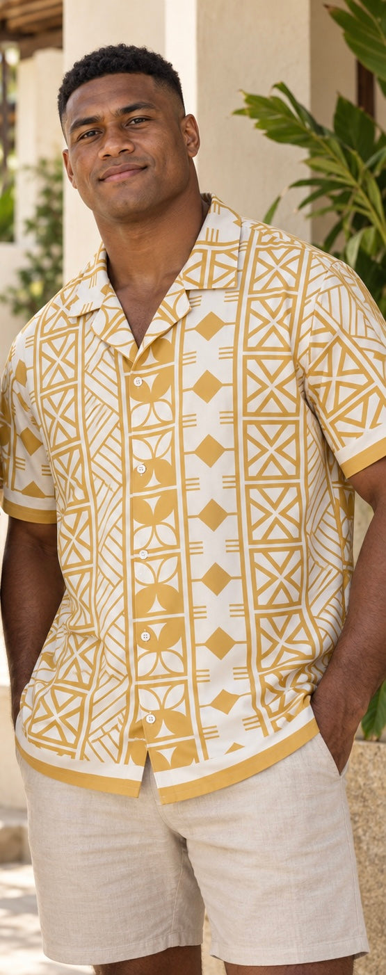 Mataka Print Shirt - Golden / Yellow