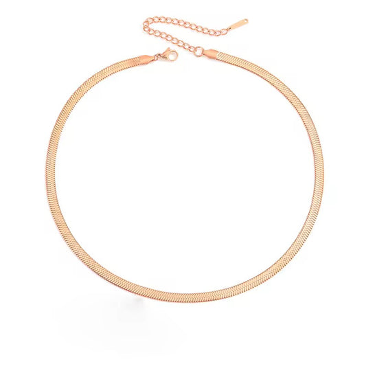 Rose Gold Plated Flat Snake Chain Necklace - 5mm