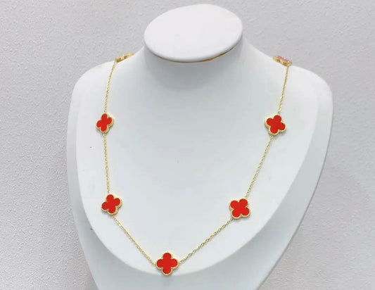 7 Motifs Clover Necklace - Red