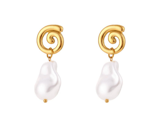 Spiral Pearl Earrings