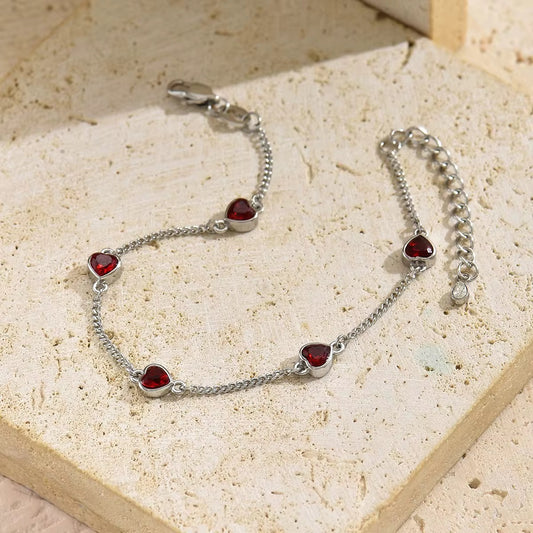 Stainless Steel Heart Zircon Bracelet