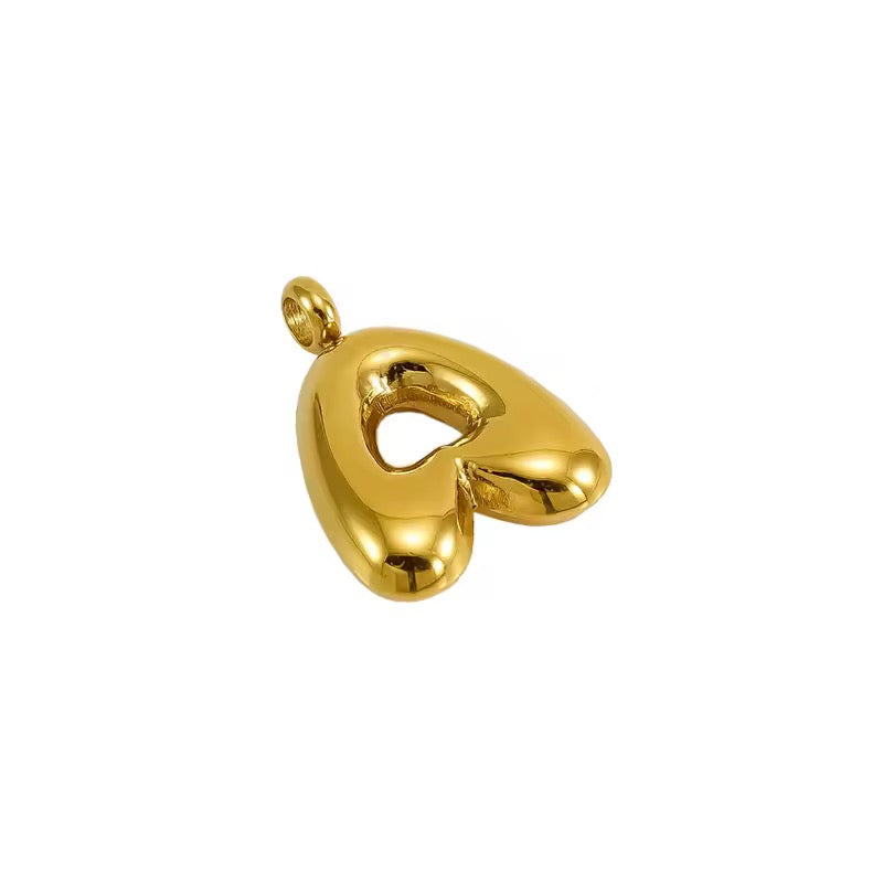 Bubble Initial Charm – 18K Gold Plated Stainless Steel Letter Pendant