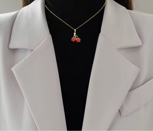 Sweet Cherry Crystal Necklace