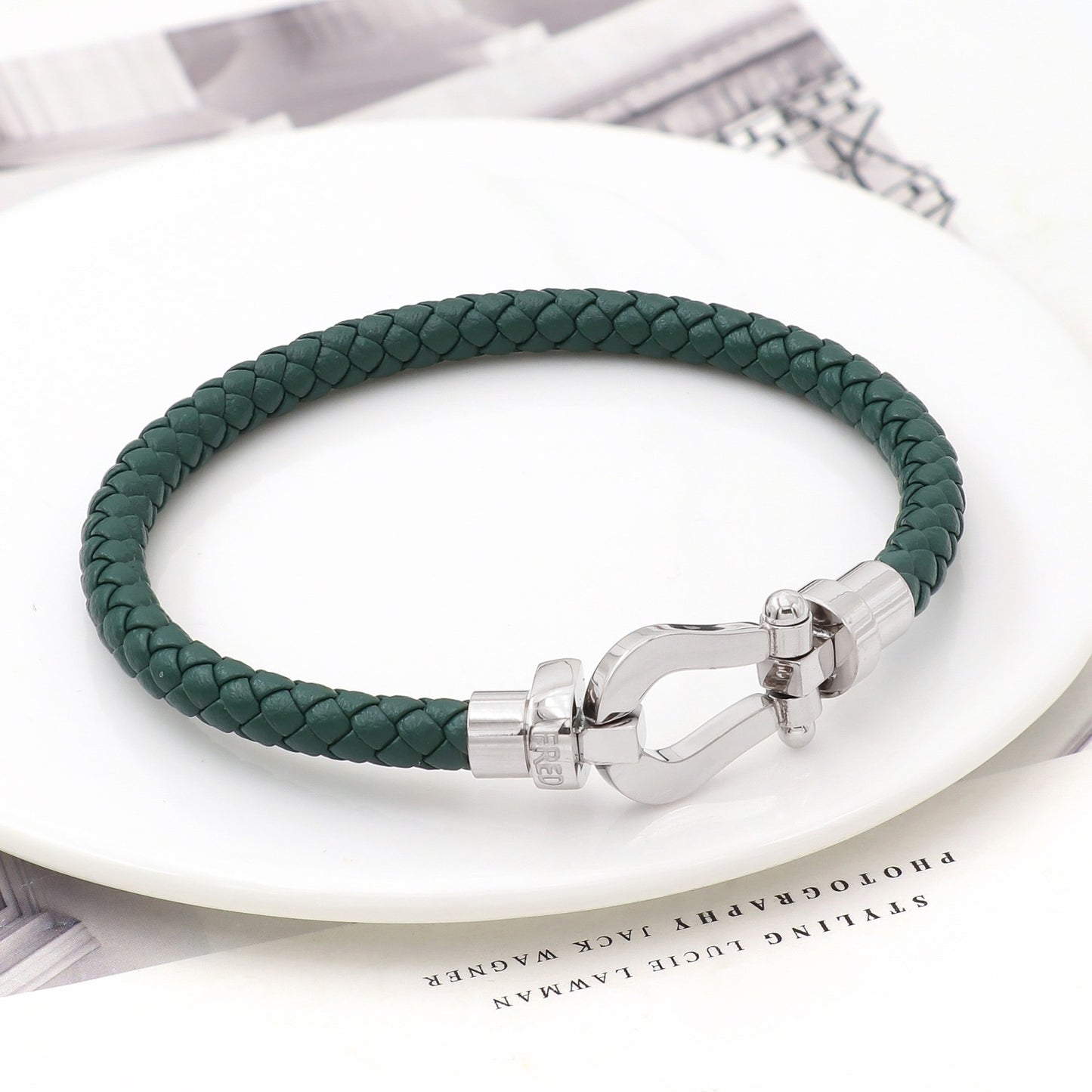 Rope Bracelet - Green and Stainless Steel