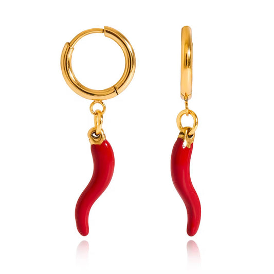 Chilli Charm Hoop Earrings