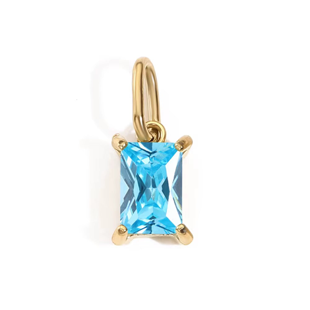 Pendant - Rectangle Birth Stones (Gold)