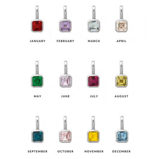 Pendant - Birth Stones (Square) - Silver