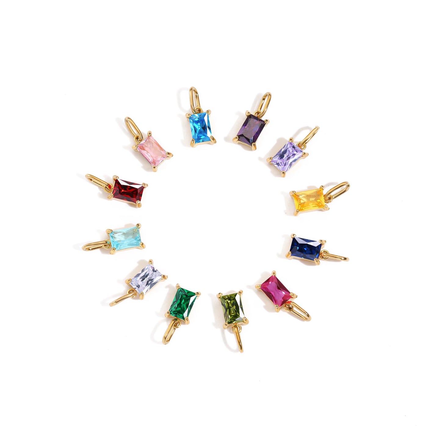 Pendant - Rectangle Birth Stones (Gold)