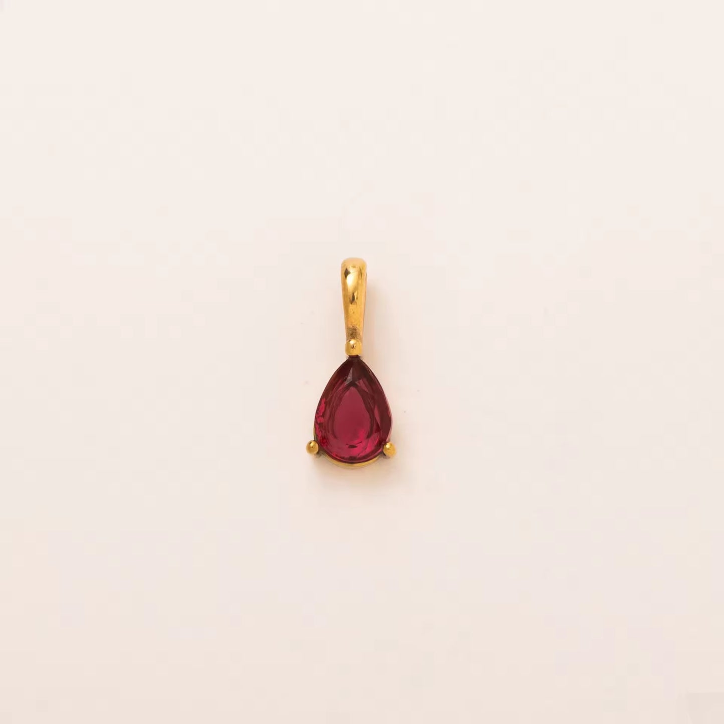 Terry Teardrop Birthstone Pendant – 18K PVD Gold Plated Stainless Steel