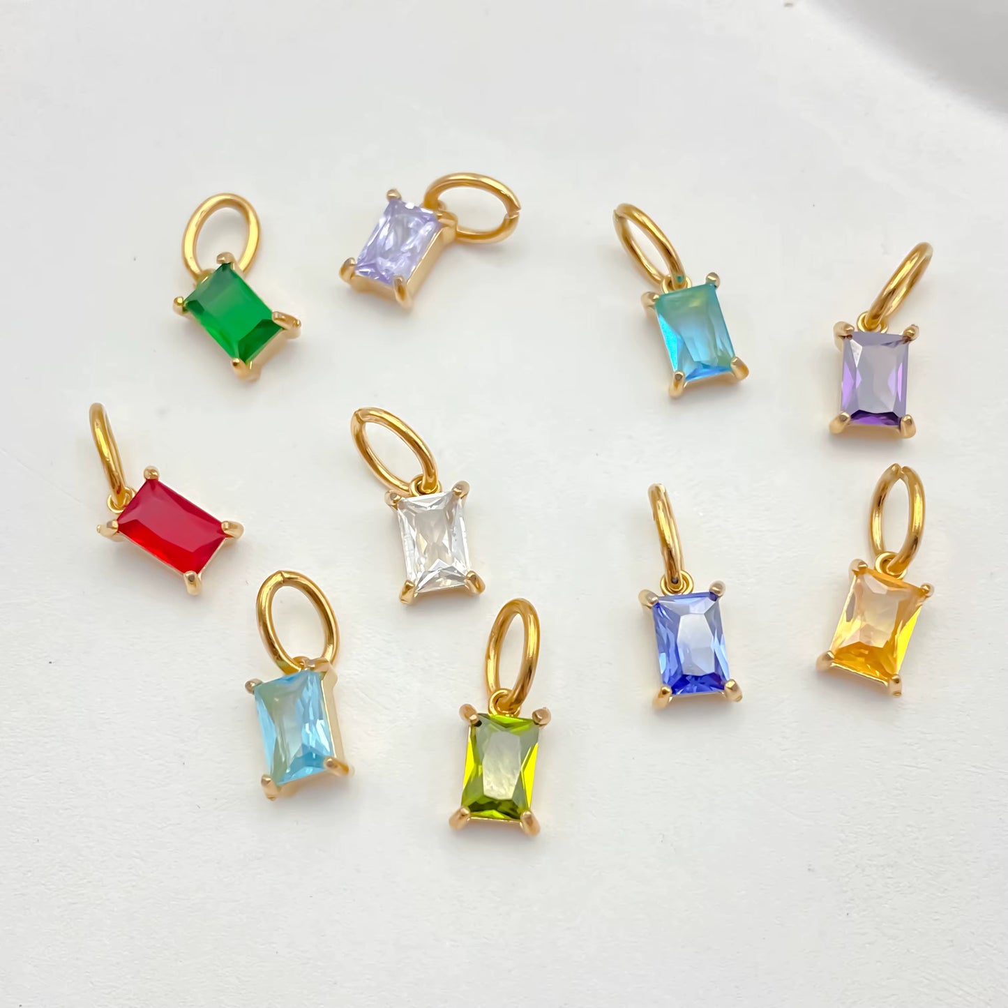 Pendant - Rectangle Birth Stones (Gold)