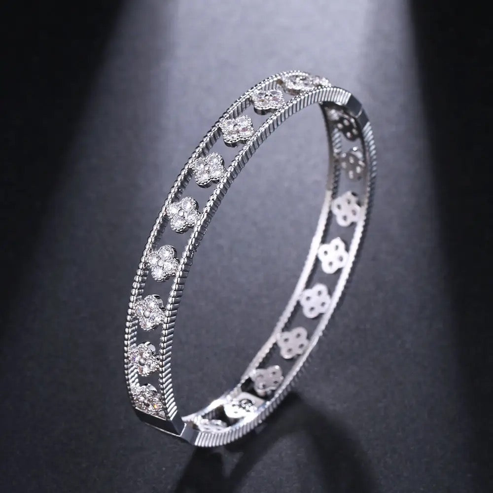 Hollow Zircon Bracelet - Silver