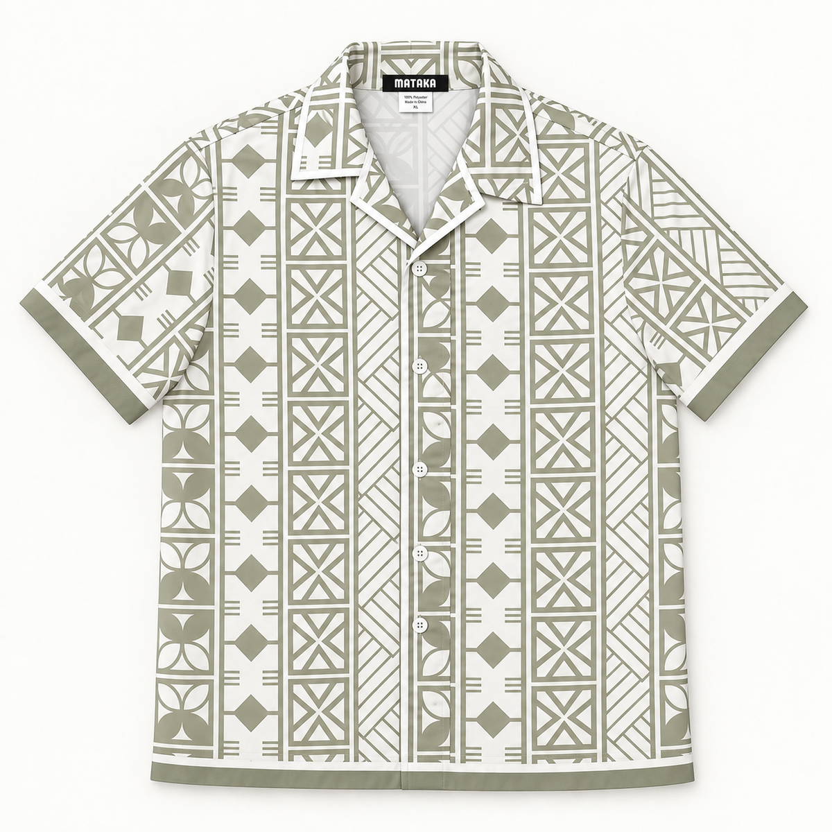 Mataka Print Shirt - Sage Green