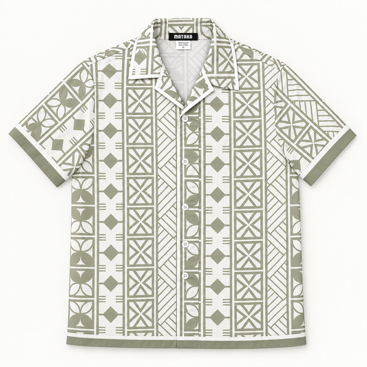 Mataka Print Shirt - Sage Green