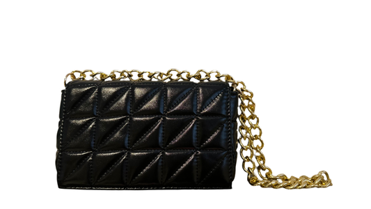 Metallic Cross Body/Clutch Bag - Black