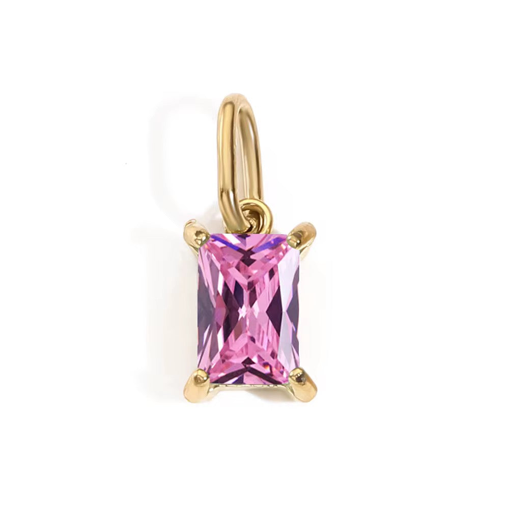 Pendant - Rectangle Birth Stones (Gold)