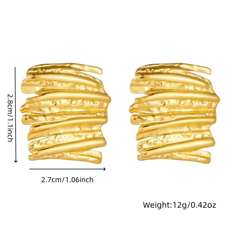 Trina Textured Earrings - Gold