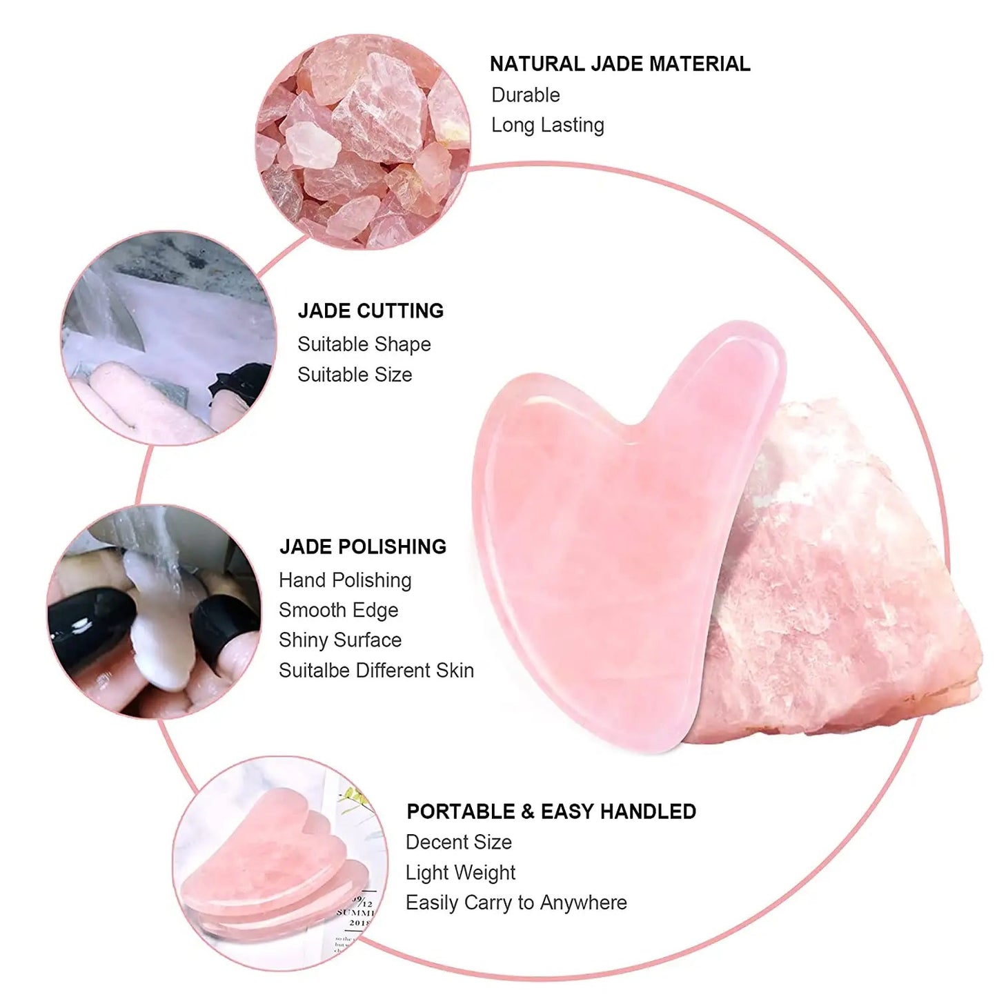 Gua Sha and Roller Set - Rose Quartz Roller