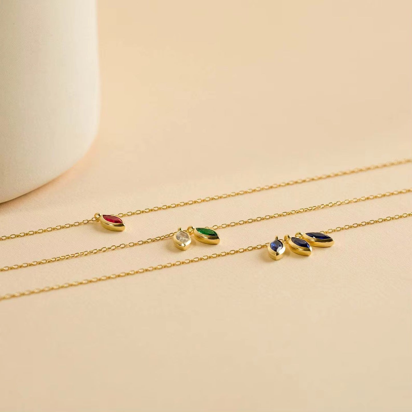 Mata Pendant - Birth Stones - Gold