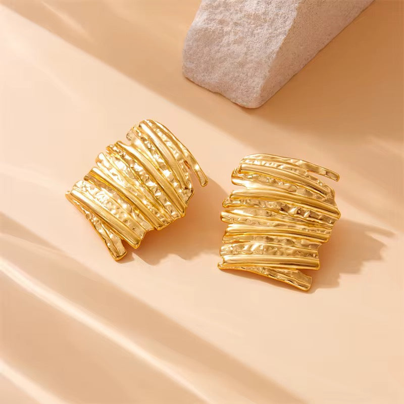 Trina Textured Earrings - Gold