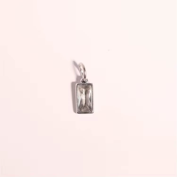 Vera Rectangular Birthstone Pendant (Silver)